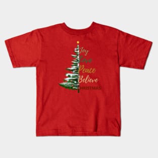 Joy, love, peace, believe, Christmas. Kids T-Shirt